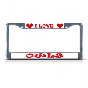 I LOVE OWLS Metal License Plate Frame Tag Border Two Holes   322191191520